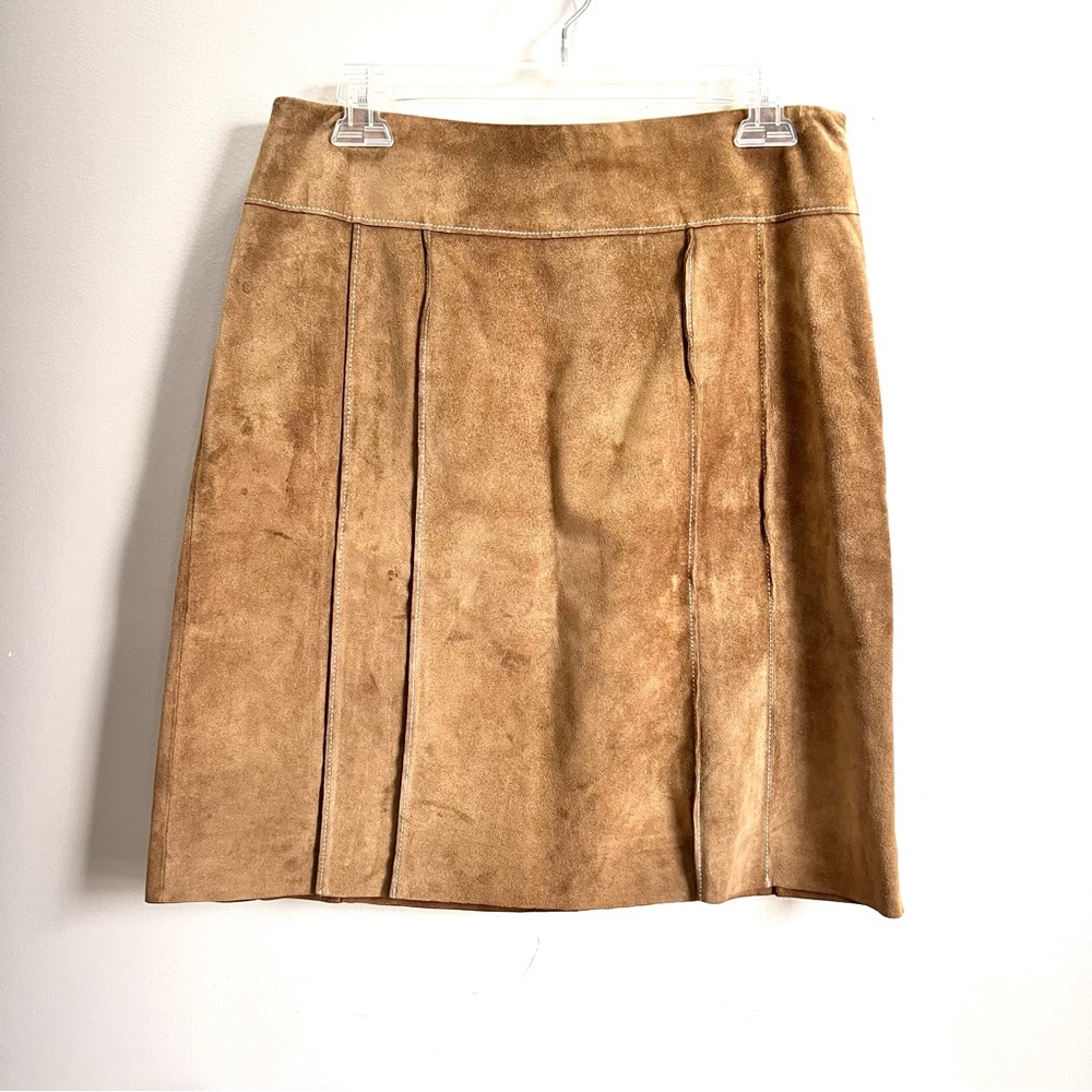 Ann‎ Taylor Tan Suede A-Line Skirt Brown 6P
